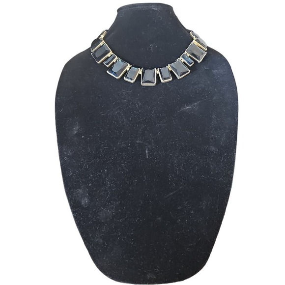 Chico's Blue Glass Stone Velvet Necklace - Picture 1 of 7